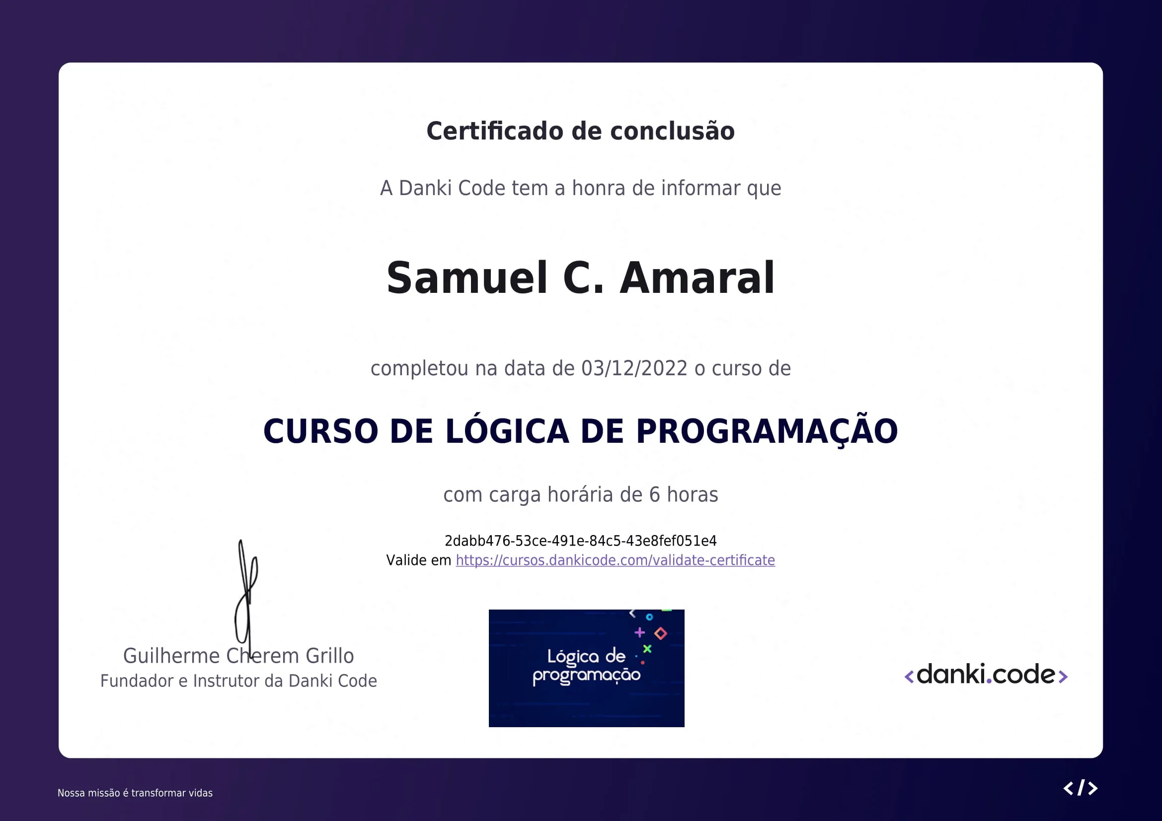 Samuel Conradt do Amaral - Curso de Logica de Programação